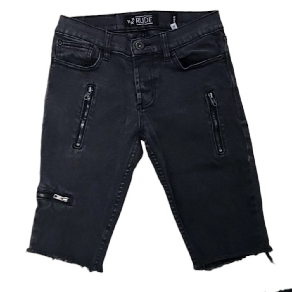 RUDE | Punk Rock Black Alternative Skinny Fit Jean/Denim Shorts | Size: 30